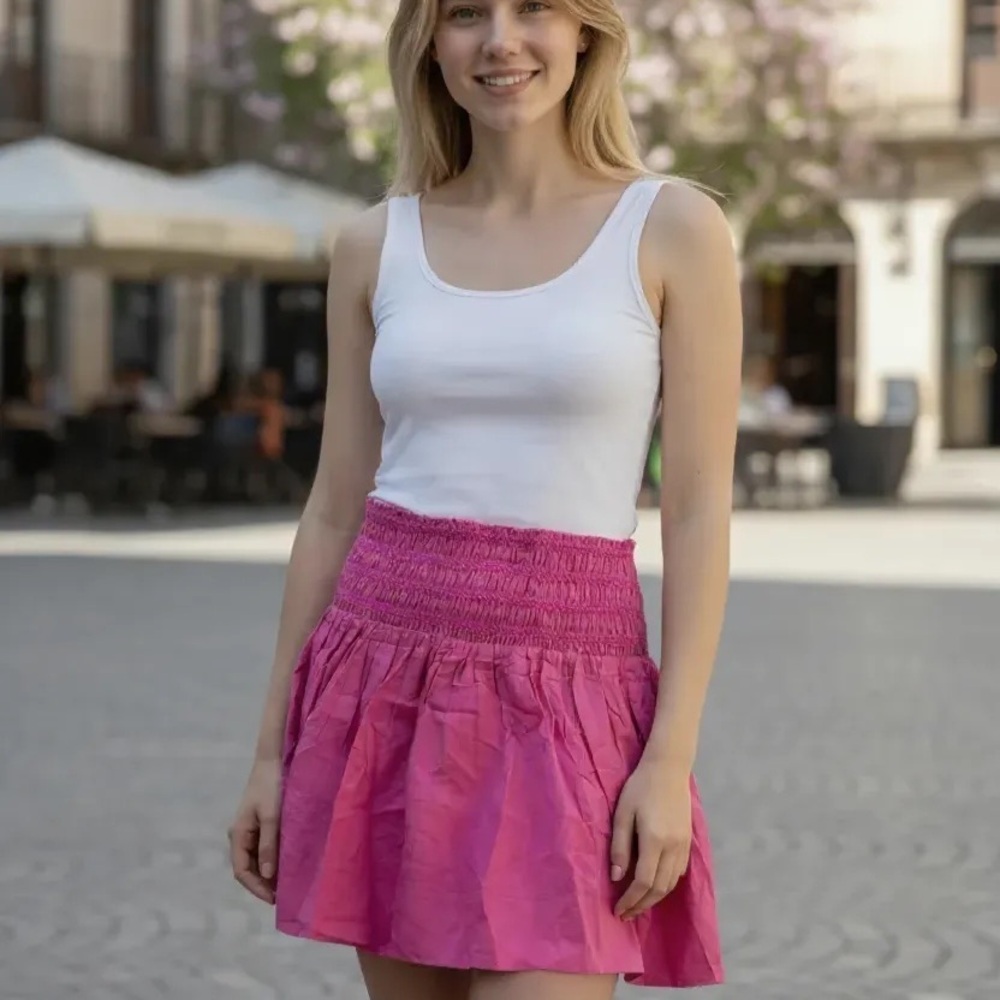 Anthropologie Crimson Smocked Skirt